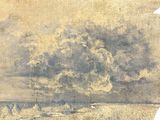 une image représentant un dessin d'un nuage au-dessus d'un champ