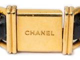 an image of a gold and black bracelet with the word chanel on it