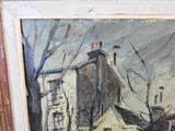 une photo d'un tableau représentant une maison et une voiture