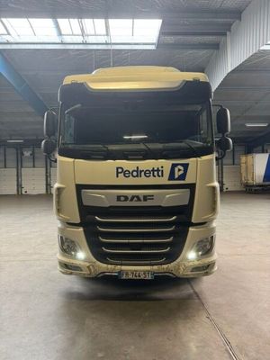 a truck that is parked inside of a building