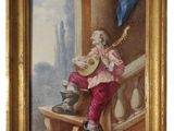 an image of a painting of a young boy playing a guitar