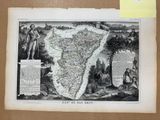 une vieille carte de l'Afrique du Sud, sur laquelle est collée une note jaune avec un post-it