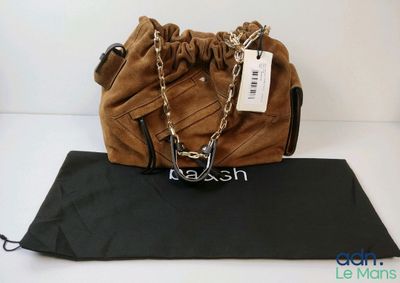 michael korsh brown sued handbag with chain strap and pouch