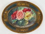 une photo d'un tableau représentant des roses dans un vase