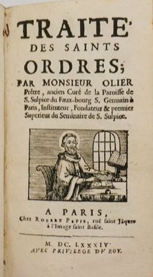 un vieux livre sur lequel figure l'image d'un homme assis sur une chaise