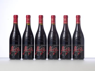 six bottles of red wine lined up in a row