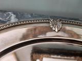 a silver plate with a decorative design on it