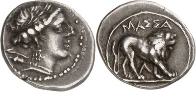 a close up of a coin with a horse on it