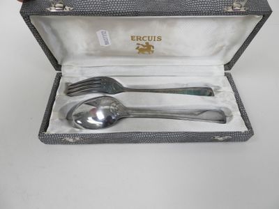 two spoons and a fork in a case