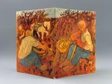 a painting of a man and a woman in a field
