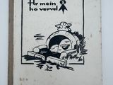 un vieux livre avec l'image d'un homme sur un cheval