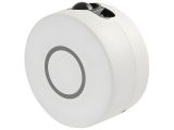 a close up of a white light on a white surface
