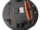 an image of a black and orange robot vacuum cleaner