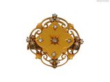 an image of a gold broochle with a star in the center