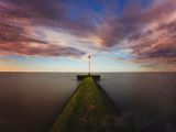 photograph - sunset at the end of the pier by david haske
