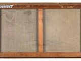an old picture of a wooden frame with a chalkboard on it
