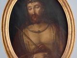 painting of a man with a crown of thorns in a gold frame