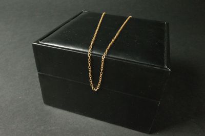 une petite boîte noire à laquelle est attachée une chaîne en or