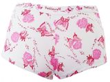 short à imprimé floral rose et blanc, avec des papillons et des fleurs