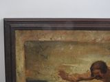 a picture of a painting of a man in a bathtub