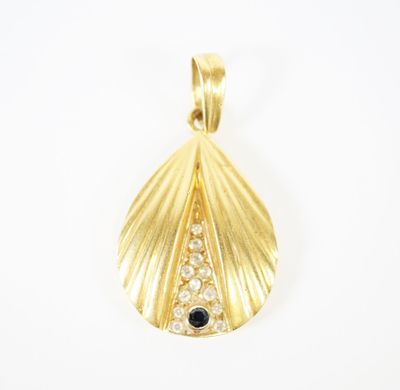 Pendentif Vintage En Or 18k Rose - Cube Avec Cabochons De Pierres Vertes - Collier Mi-long