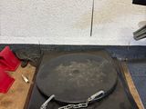a table with a pan on it in a room