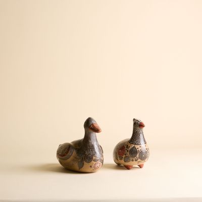 deux oiseaux posés sur une table