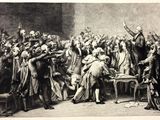 un vieux tableau représentant un groupe de personnes réunies autour d'une table