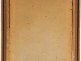 an old picture of a brown frame with a white background