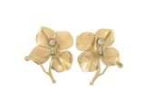 pair of yellow gold flower earrings with diamond accents