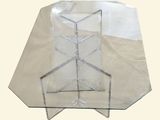 a glass table with a glass top on a white background