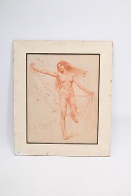 une image représentant le dessin d'une femme nue en robe