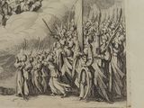 an image of a drawing of a group of people standing in front of a cross