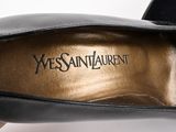 yves saint laurent black leather pointed toe pumps size 37 5