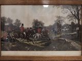 painting of a group of men riding horses in a wooded area