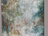 une peinture représentant une peinture d'un paysage avec des arbres en arrière-plan