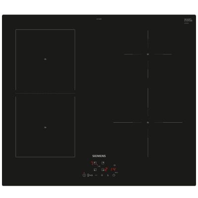 une plaque de cuisson noire à quatre feux et quatre boutons