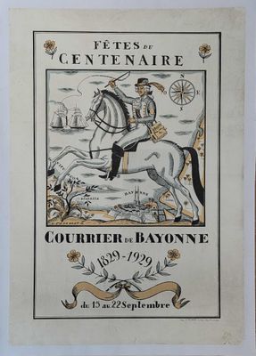 an old book with a drawing of a man riding a horse