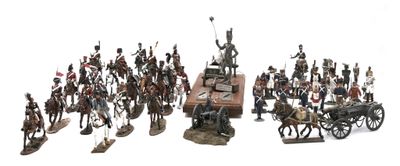 many figurines of different types and sizes on the table