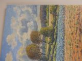a painting of a landscape with trees in the foreground
