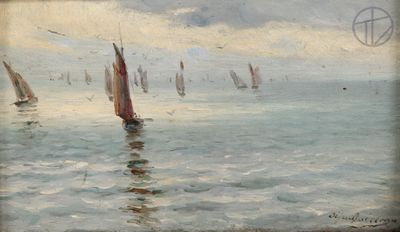 many sailboats in the water on a cloudy day