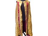 a gold and red robe with a red and gold trim