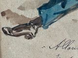 a drawing of a man laying down on the ground