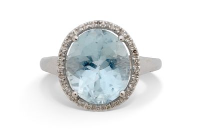 Bague “Aigue-marine” Aigue-marine et diamants taille brillan…