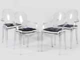 set of four lucine chairs with black cushions