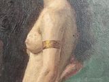an oil painting of a woman with a flower in her hair