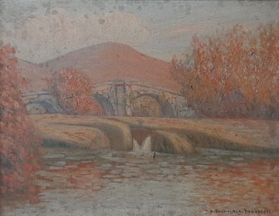 peinture d'un pont au-dessus d'une étendue d'eau