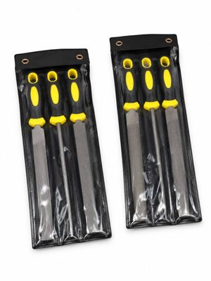 pair of black and yellow screw screwdrivers in a plastic bag