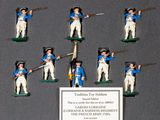 une collection de petits soldats en uniformes bleus