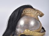 an image of a helmet with a long black hair on a white background